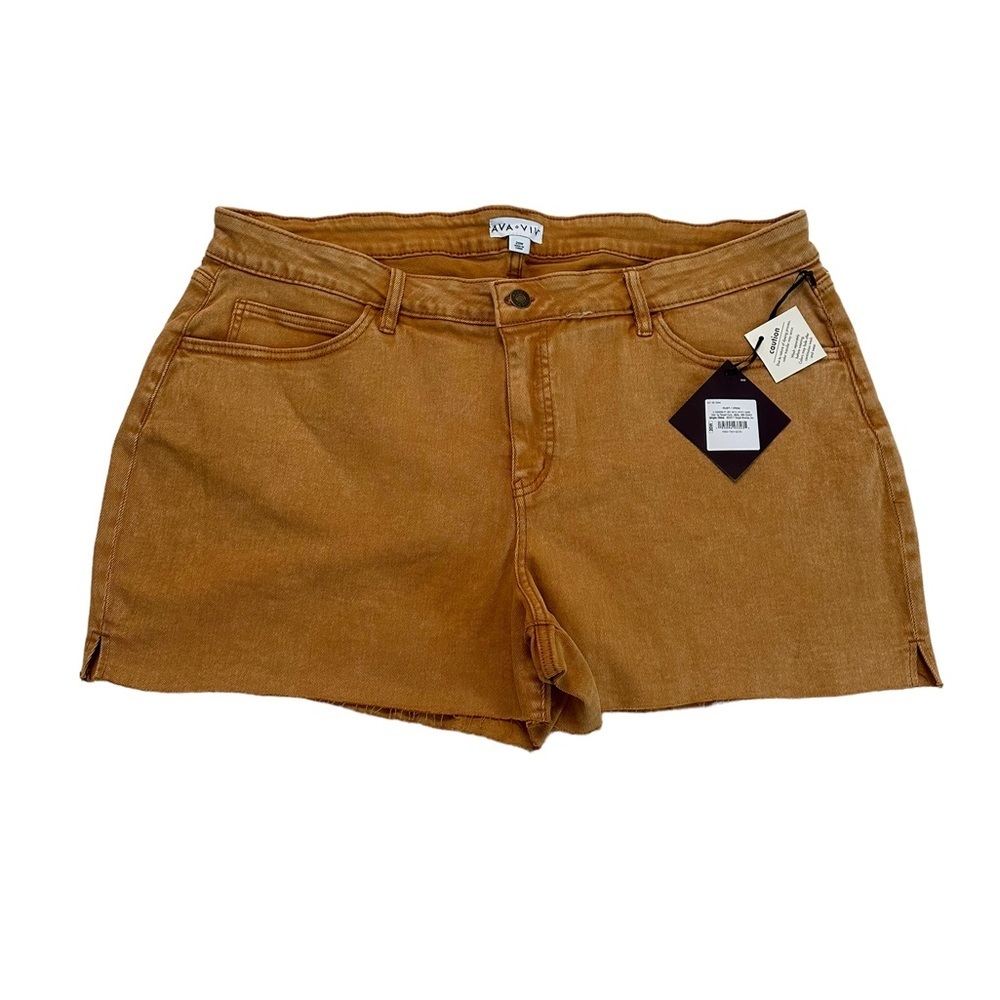Ava & Viv Cut Off Jean Shorts Women's  Mid Rise Denim Brown Rust Size 20W